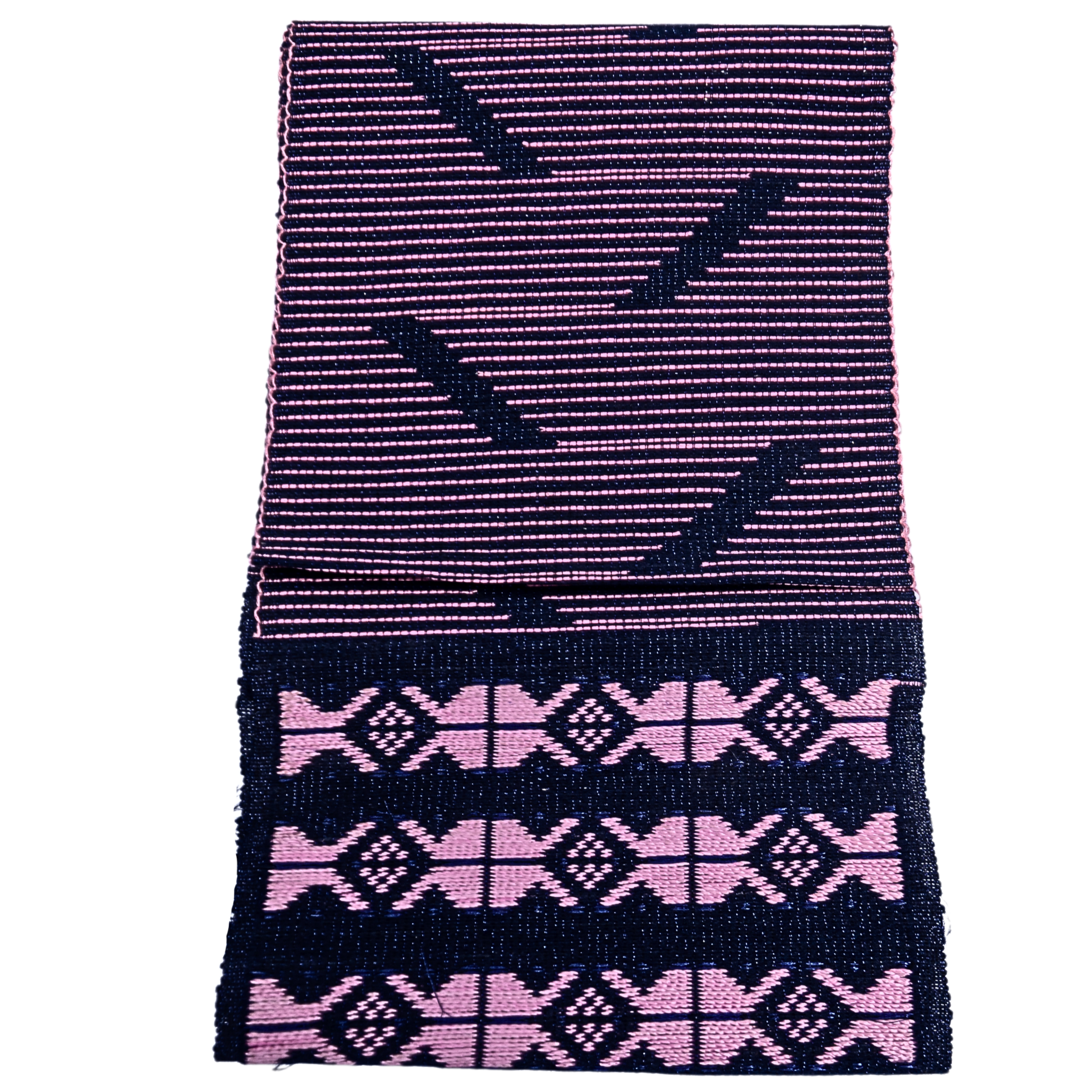 African Damask Handwoven Aso-Oke Ofi Quality Fabric: Authentic & Original, Durable, Long-Lasting, Fade-Resistant - 2 Yds - Blue/Pink