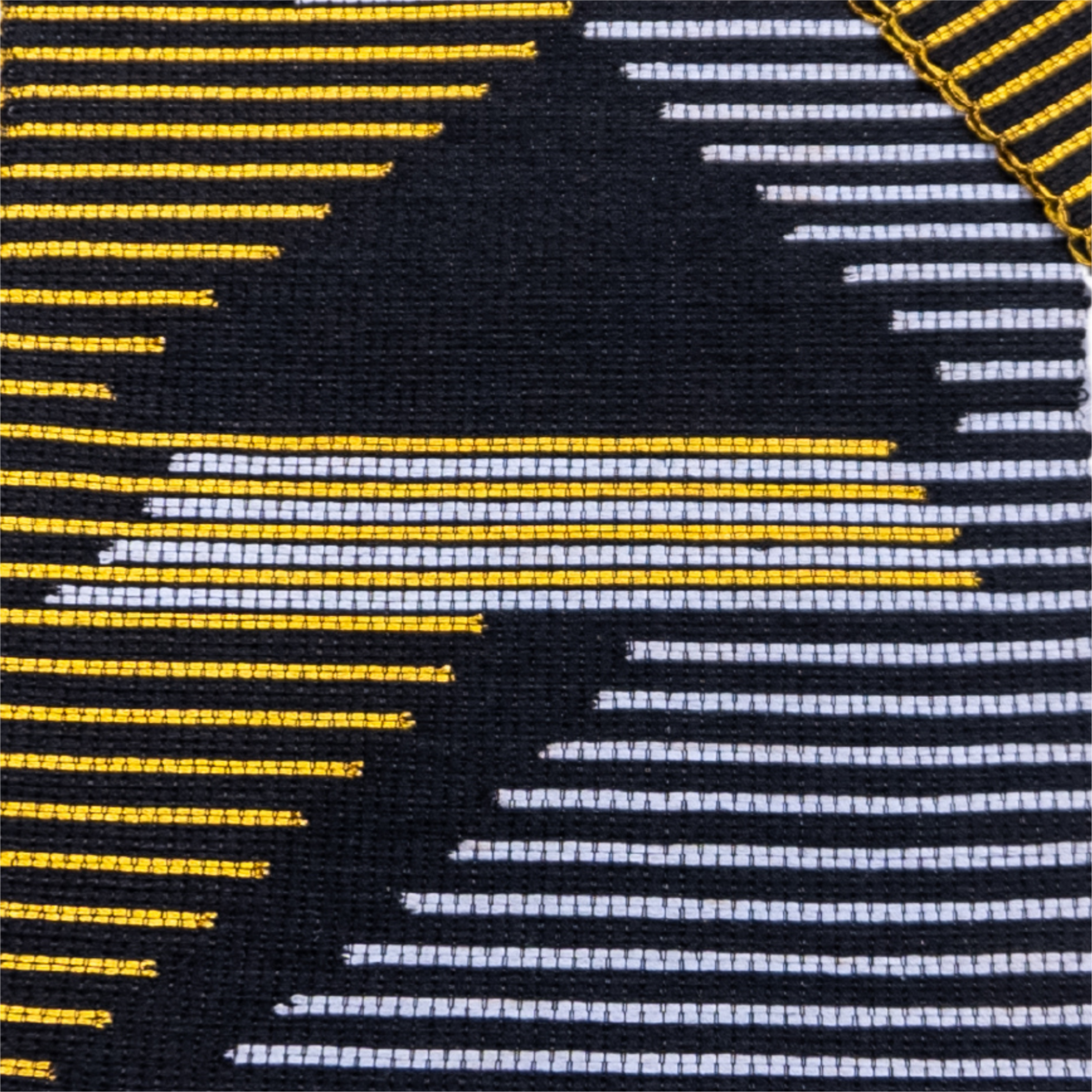 African Damask Handwoven Aso-Oke Ofi Quality Fabric: Authentic & Original, Durable, Long-Lasting, Fade-Resistant - 2 Yds - BlueBlack/Gold