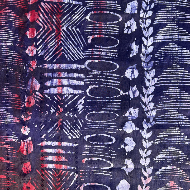 Handmade Batik Adire Fabric, Guinea Brocade, Red Black White, 5 Yards