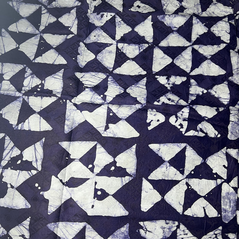 Natural Indigo African Cotton Fabric – Handmade Adire Bazin Riche, 5 Yards