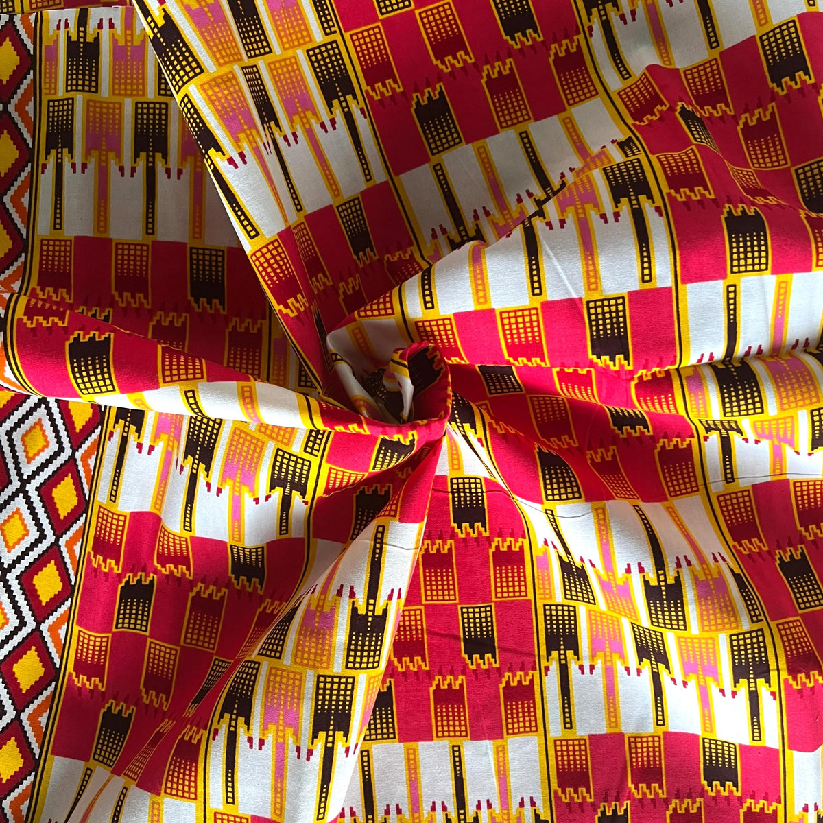 Vibrant Ankara wax print cotton textile yardage for interior design, accent chairs, drapery and creative decor projects