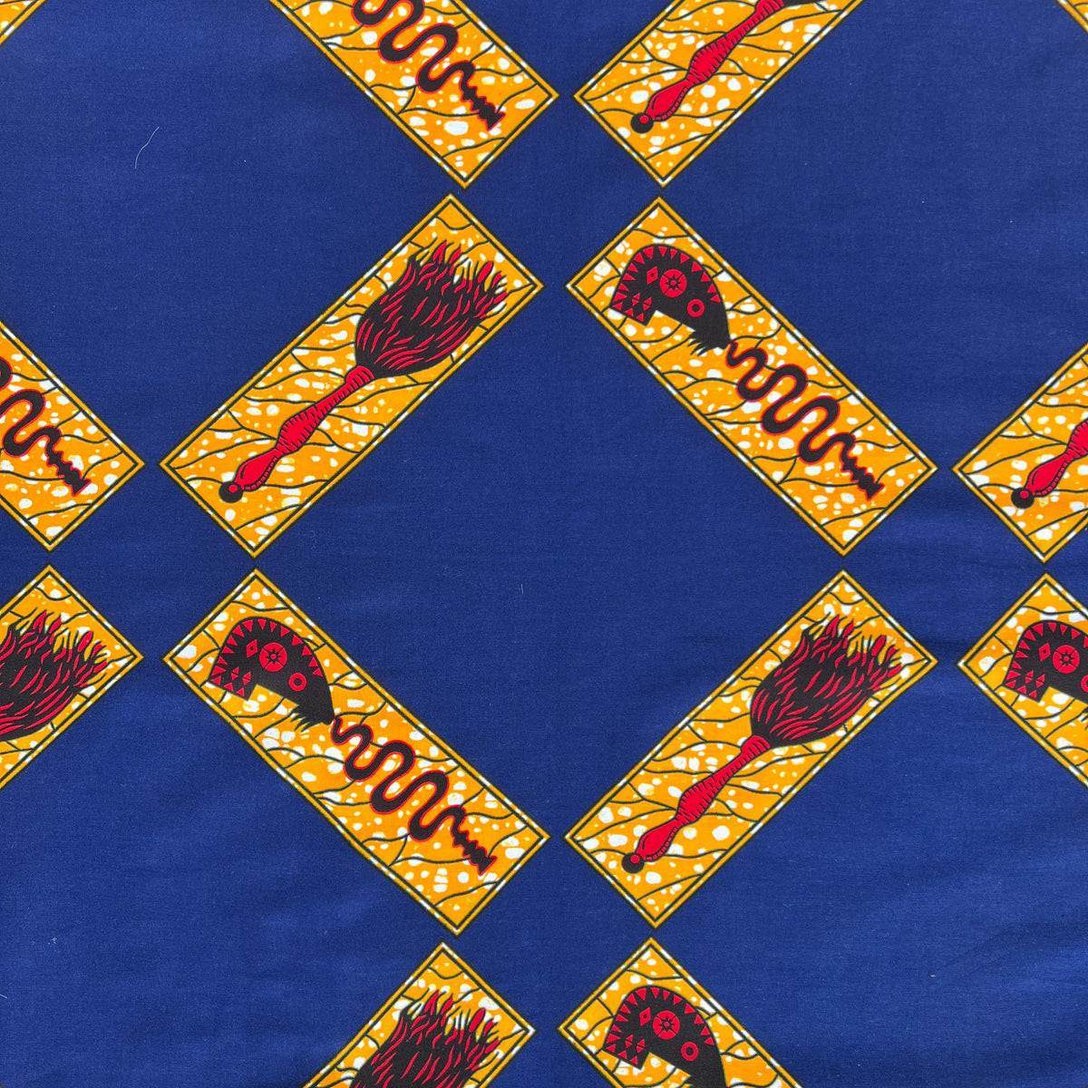 Premium original Ankara cotton fabric by the yard featuring vibrant African wax print pattern in bold colors, perfect for quilting, sewing dresses, and Afrocentric home decor projects.