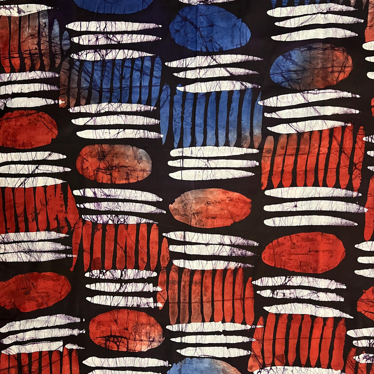 Authentic Adire Silk Fabric – Nigerian Batik Tie Dye Textile, 5 Yards