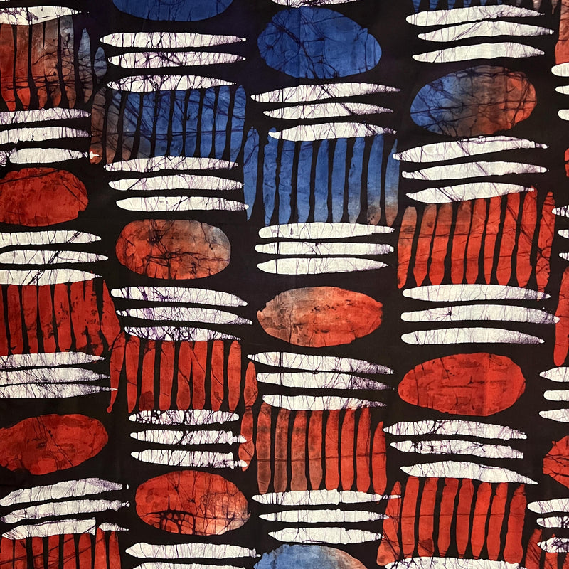 Authentic Adire Silk Fabric – Nigerian Batik Tie Dye Textile, 5 Yards