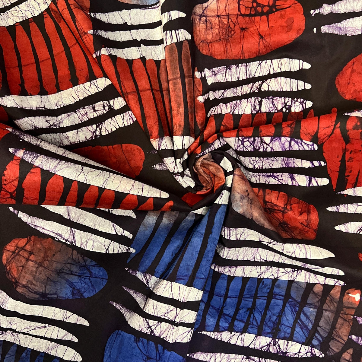 Authentic Adire Silk Fabric – Nigerian Batik Tie Dye Textile, 5 Yards