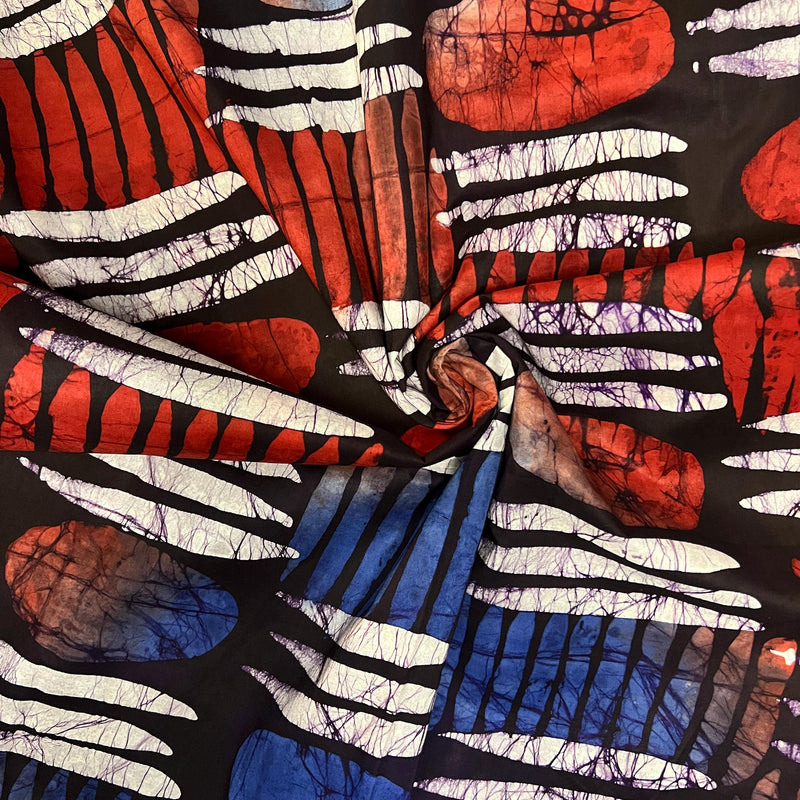 Authentic Adire Silk Fabric – Nigerian Batik Tie Dye Textile, 5 Yards