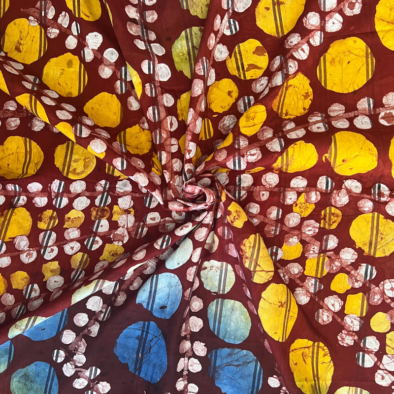 luxury batik silk fabric sewing material for designers, artisan dyed african silk fabric quilting textile
