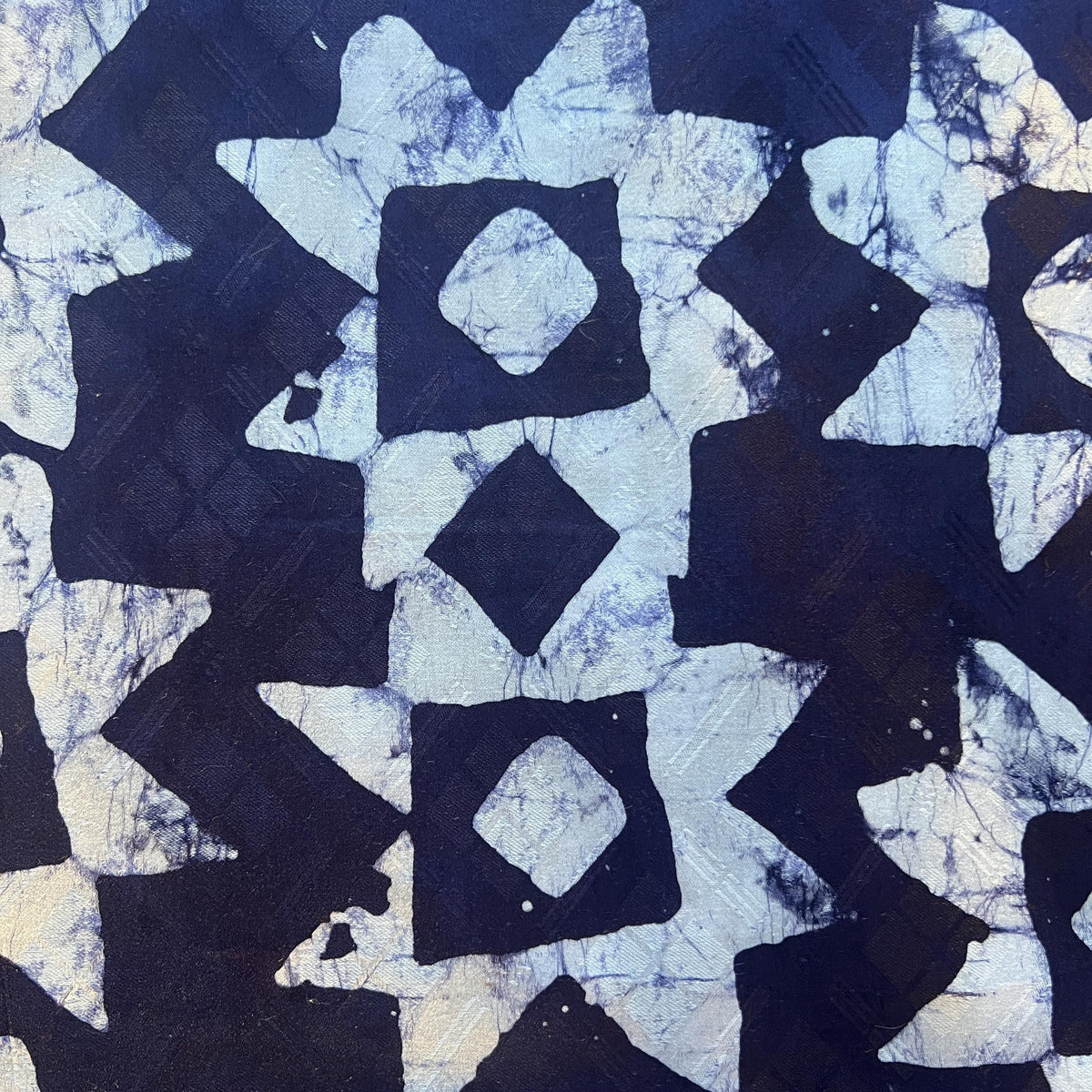 African Indigo Batik Adire Fabric | 5 Yards Bazin Riche Guinea Brocade Cotton