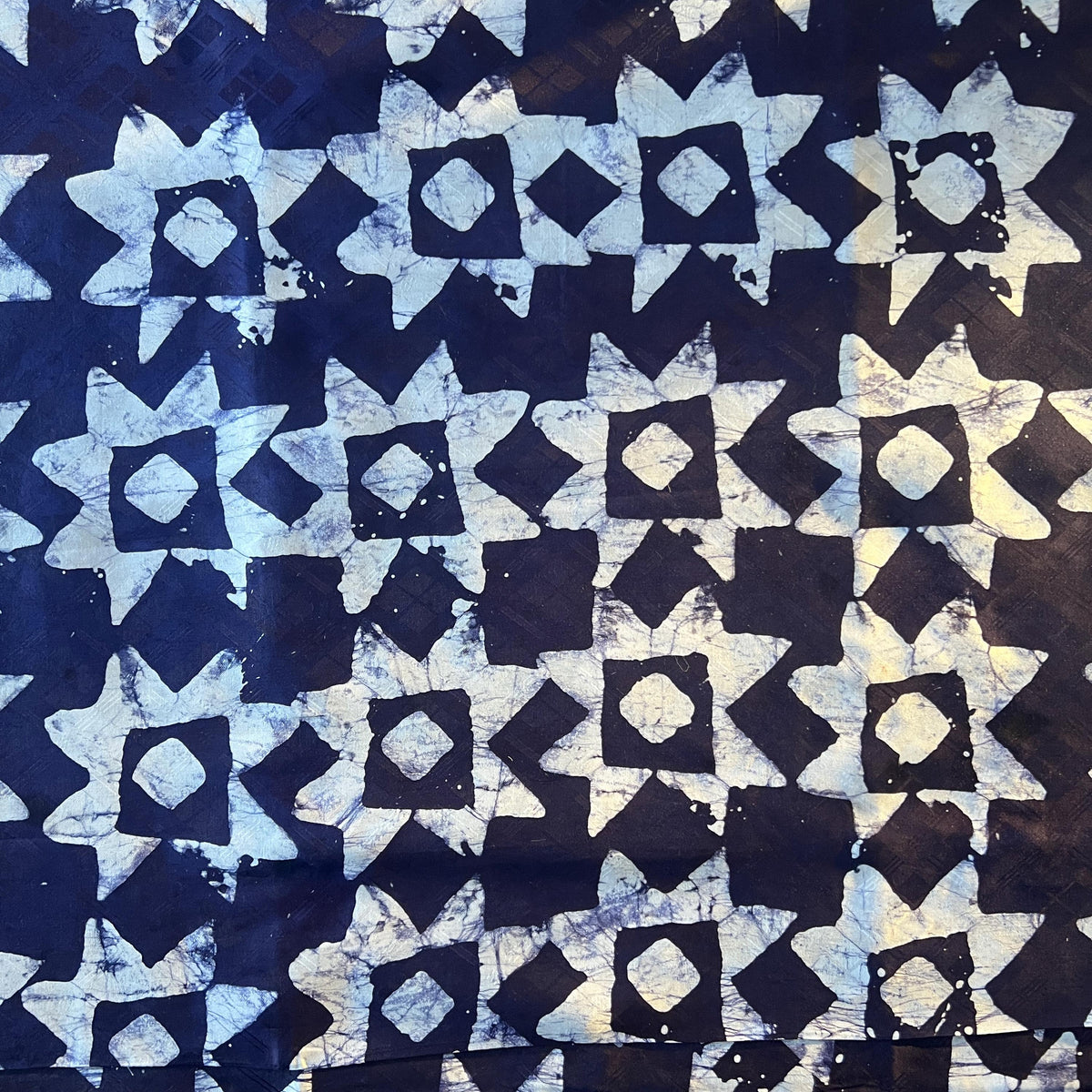 African Indigo Batik Adire Fabric | 5 Yards Bazin Riche Guinea Brocade Cotton