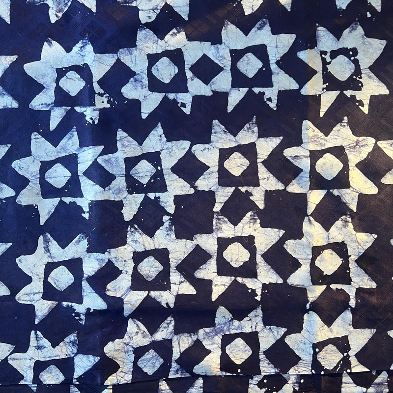 African Indigo Batik Adire Fabric | 5 Yards Bazin Riche Guinea Brocade Cotton