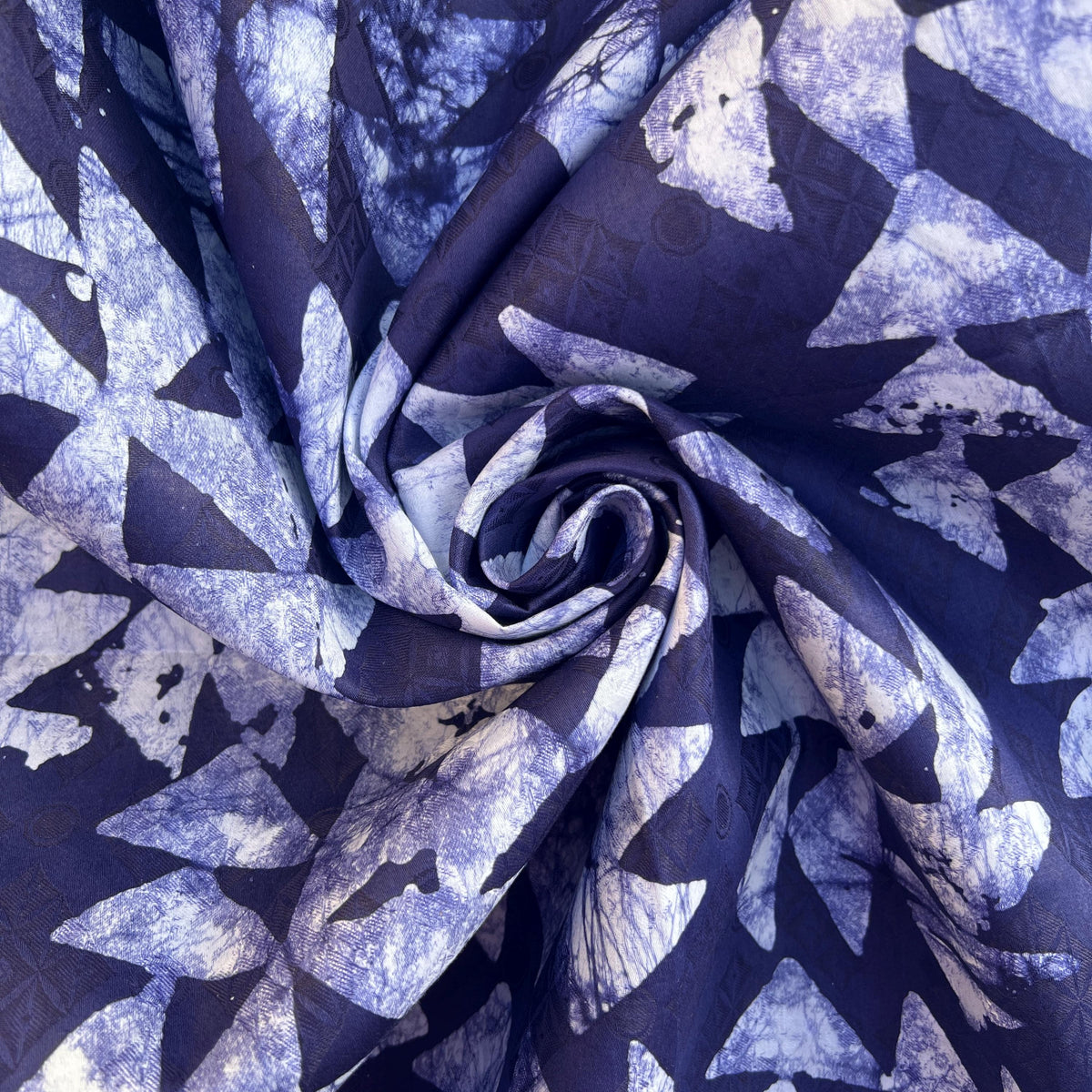 African Indigo Batik Adire Fabric | 5 Yards Bazin Riche Guinea Brocade Cotton