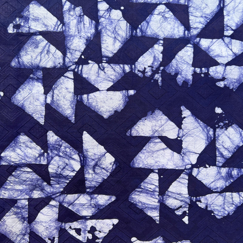 African Indigo Batik Adire Fabric | 5 Yards Bazin Riche Guinea Brocade Cotton