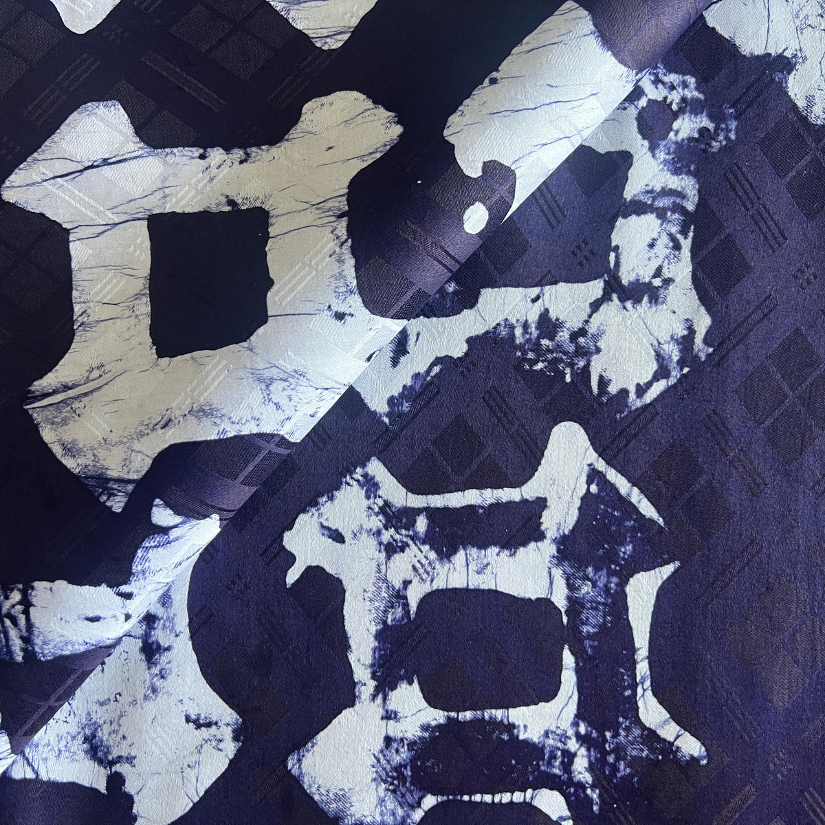 African Indigo Batik Adire Fabric | 5 Yards Bazin Riche Guinea Brocade Cotton