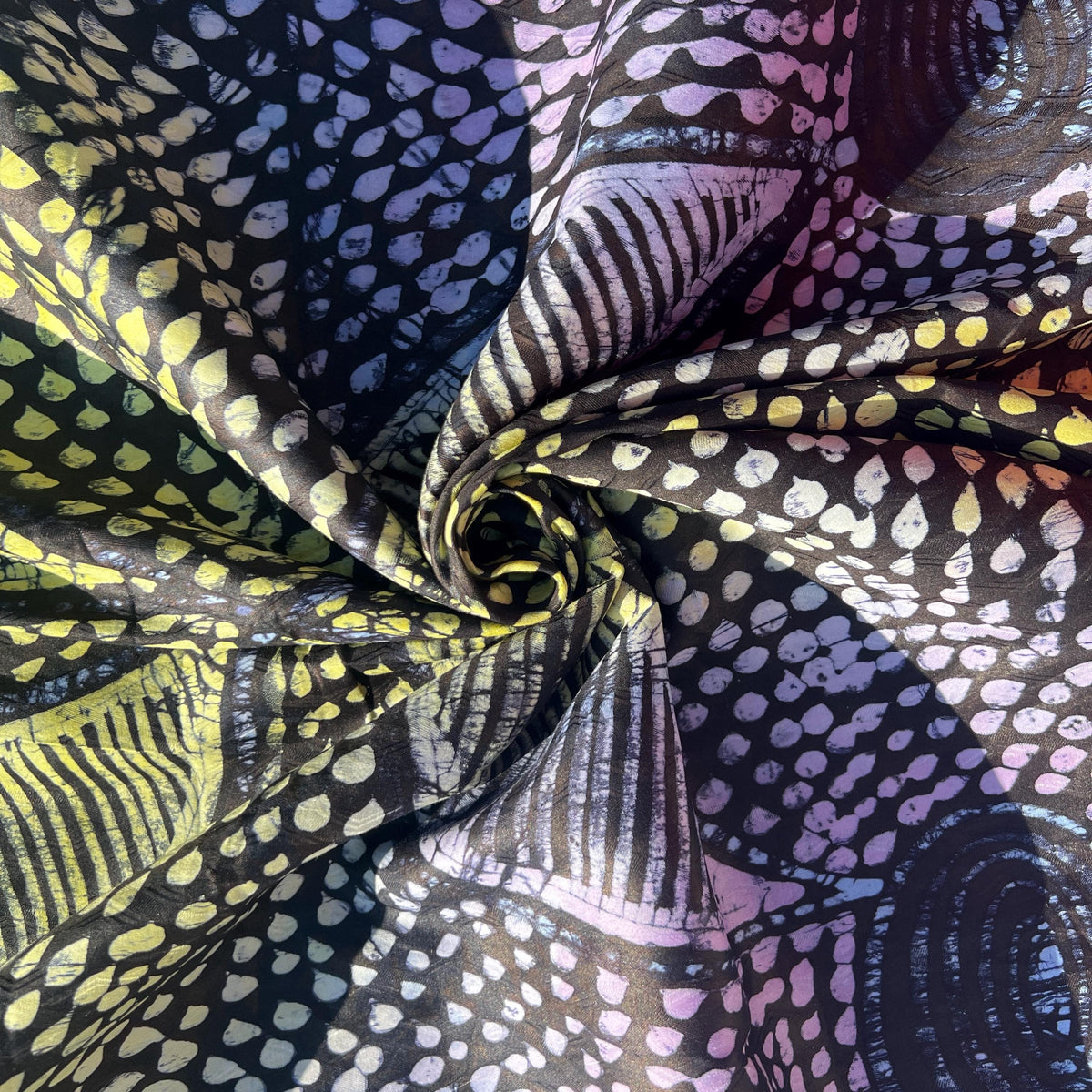 5 Yards African Batik Adire & Bazin Riche Cotton Fabric – Hand-Dyed West African Textile