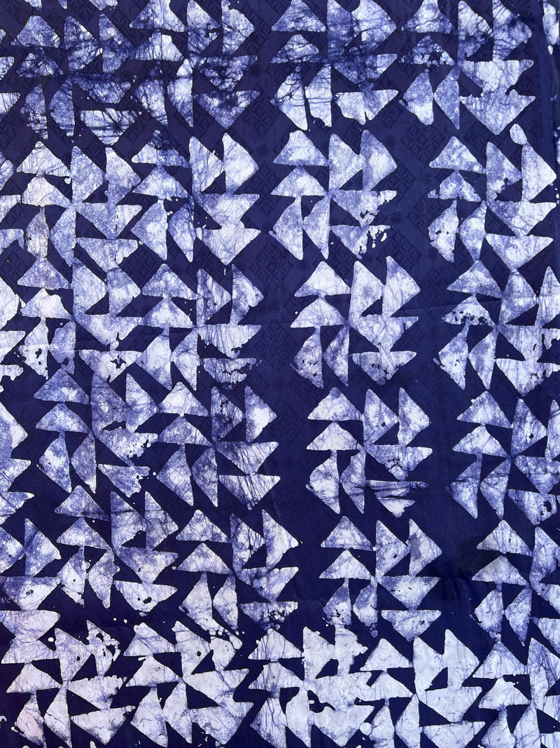 African Indigo Batik Adire Fabric | 5 Yards Bazin Riche Guinea Brocade Cotton