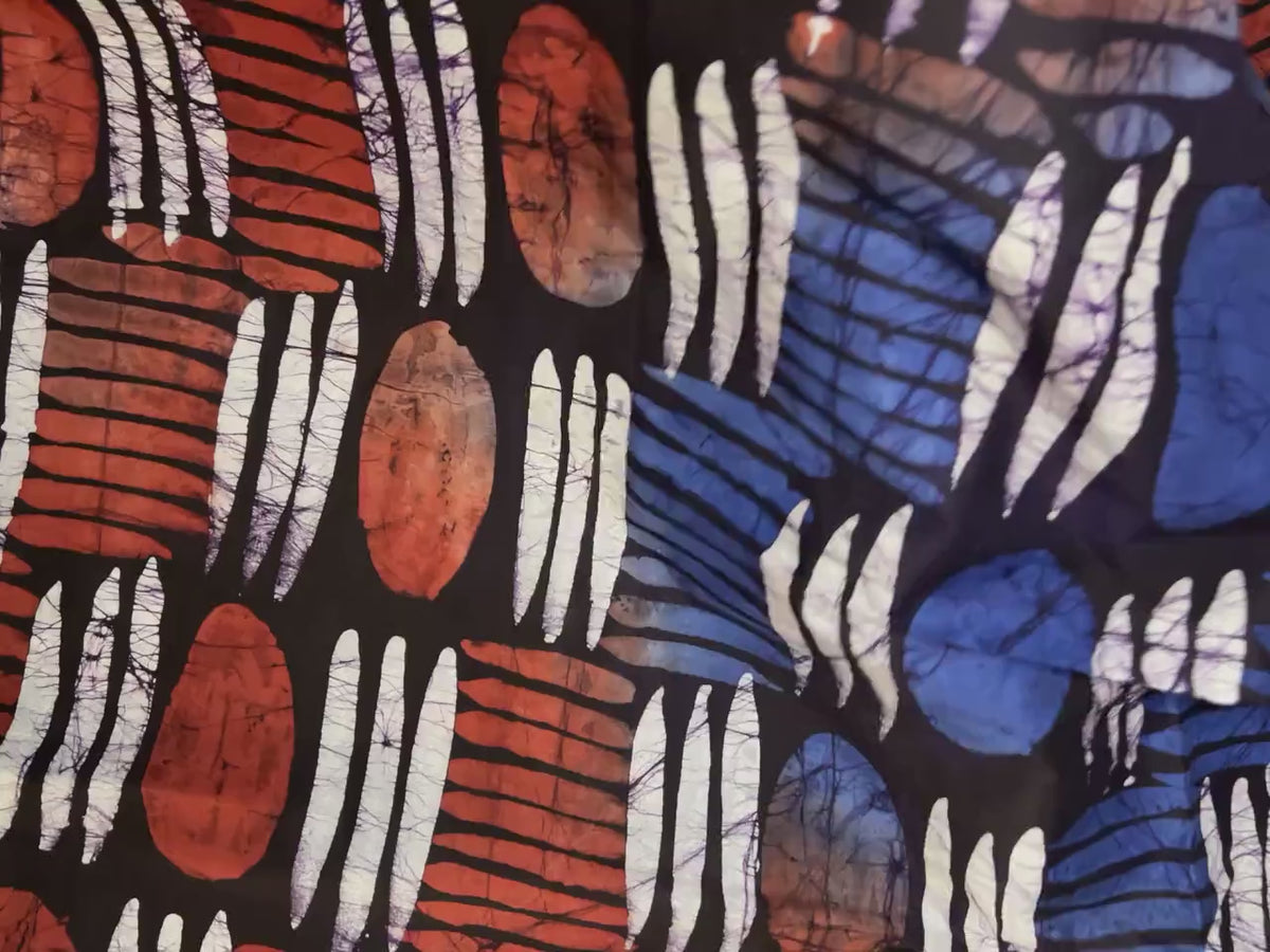 Authentic Adire Silk Fabric – Nigerian Batik Tie Dye Textile, 5 Yards