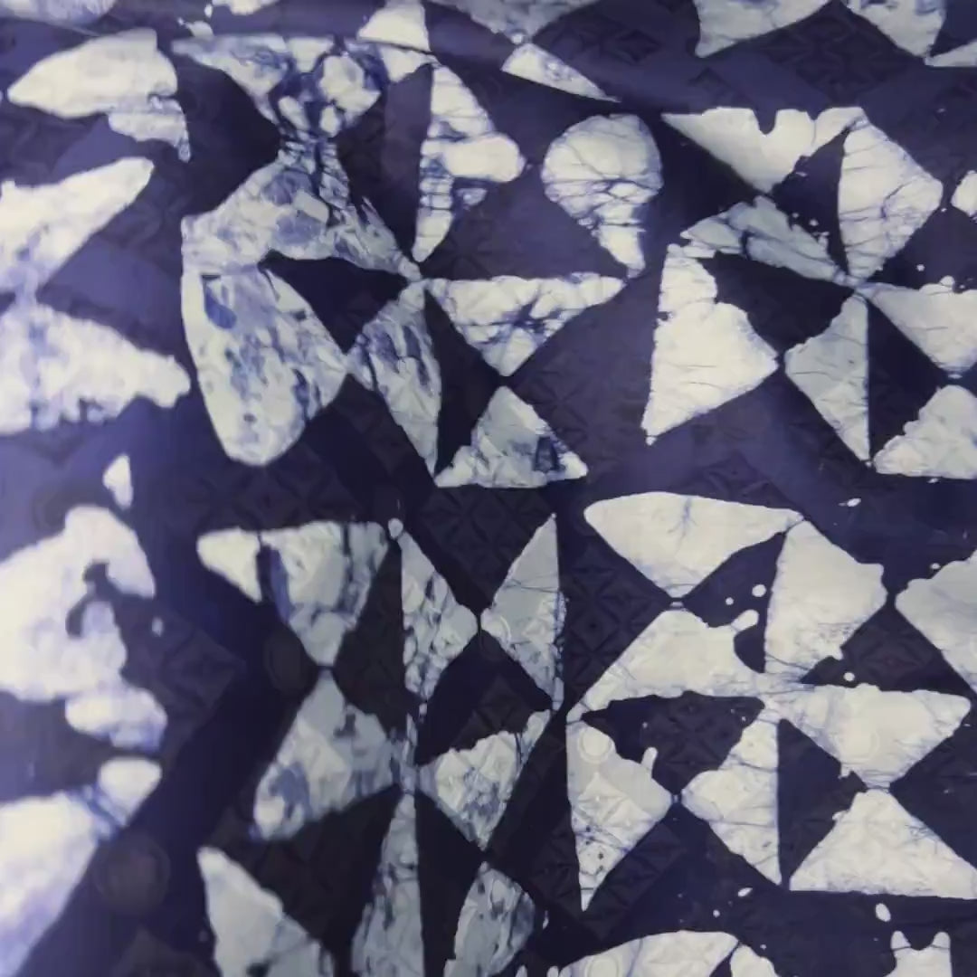 Natural Indigo African Cotton Fabric – Handmade Adire Bazin Riche, 5 Yards