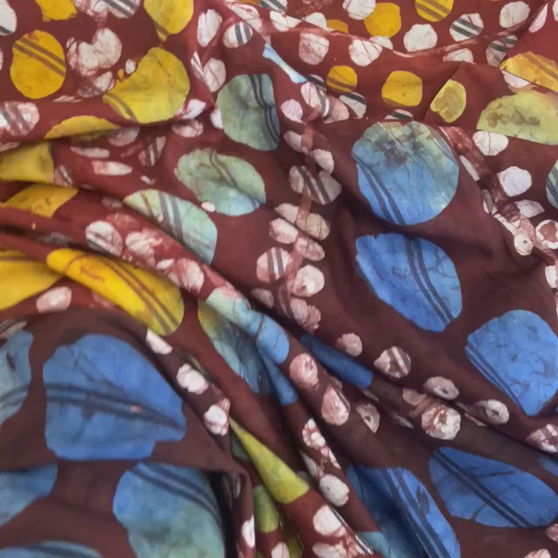 Luxury Adire Silk Fabric by Yard – Hand Dyed African Batik Sewing Textile 5 Yard