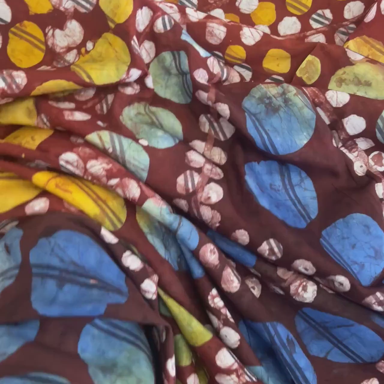 Luxury Adire Silk Fabric by Yard – Hand Dyed African Batik Sewing Textile 5 Yard