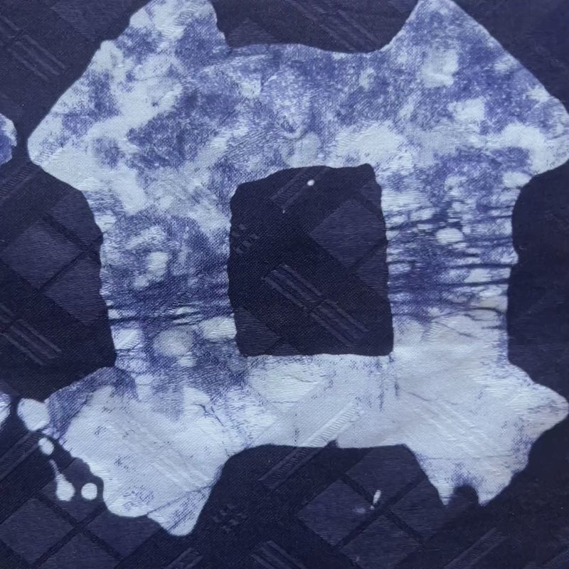 African Indigo Batik Adire Fabric | 5 Yards Bazin Riche Guinea Brocade Cotton