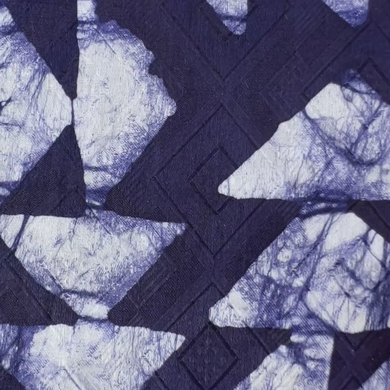 African Indigo Batik Adire Fabric | 5 Yards Bazin Riche Guinea Brocade Cotton